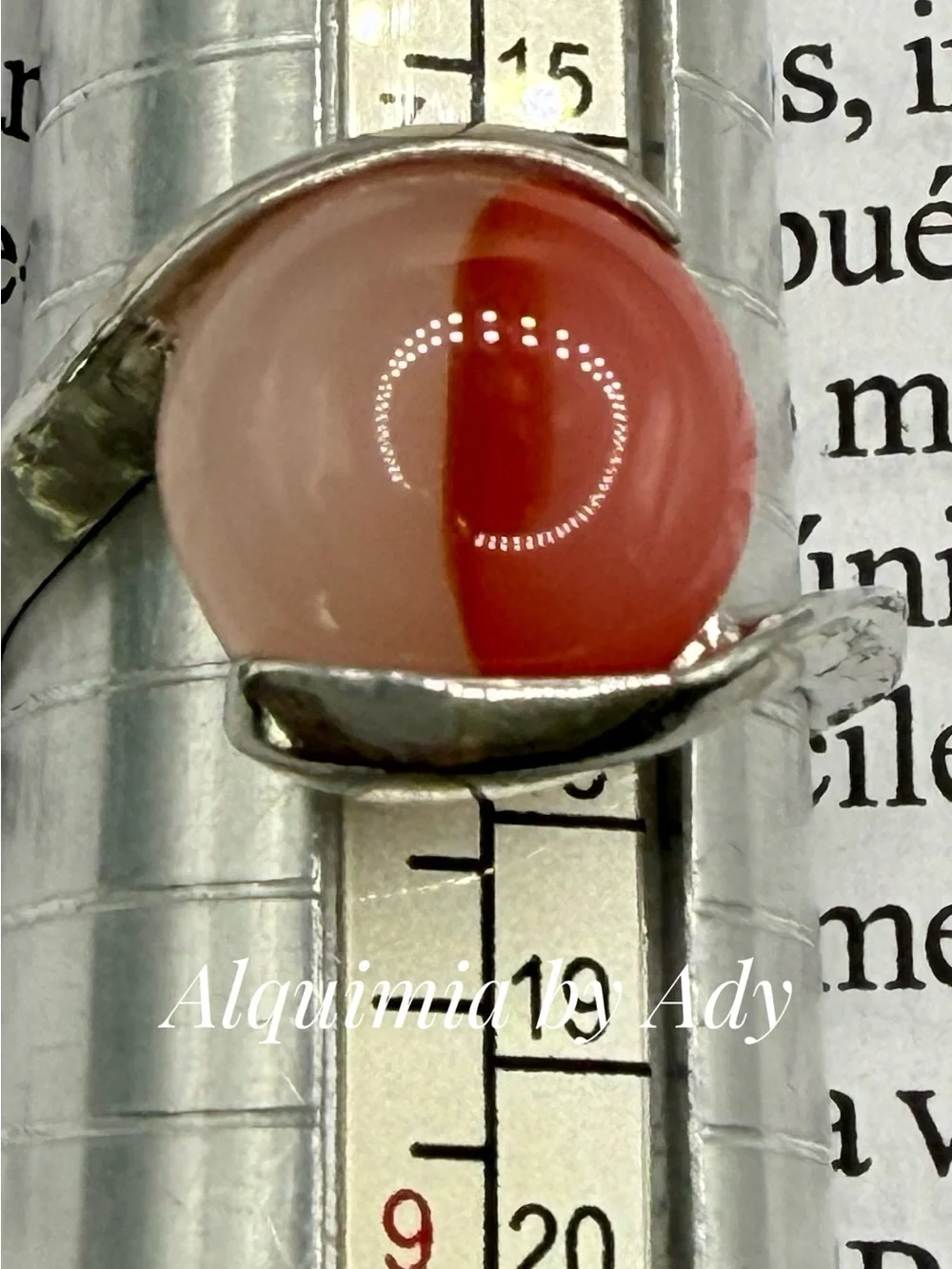 Peach-Orange Cabochon agate Ring